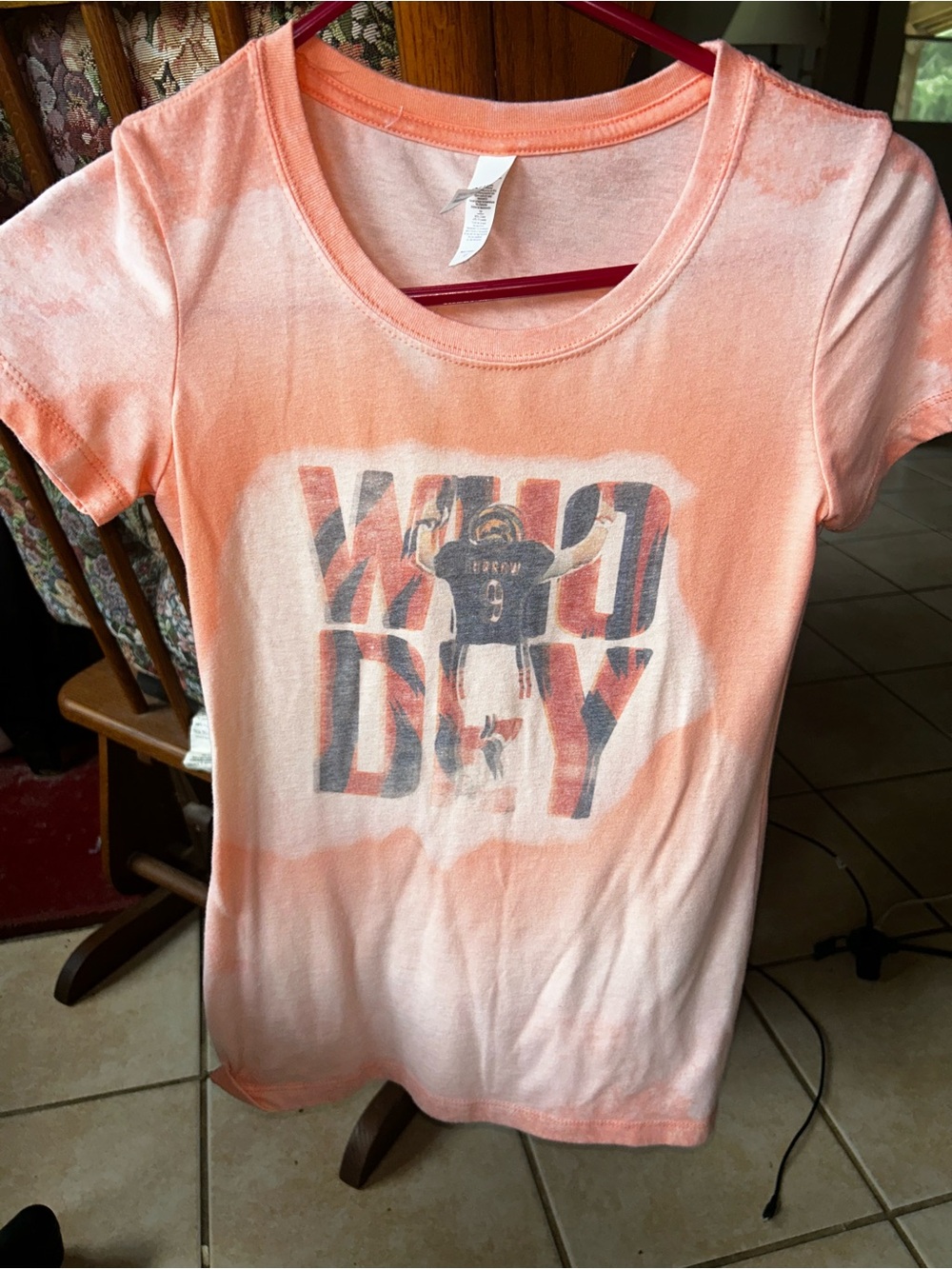 Next Level Apparel Peach Tie-Dye 'Who Dey' Short Sleeve Tee